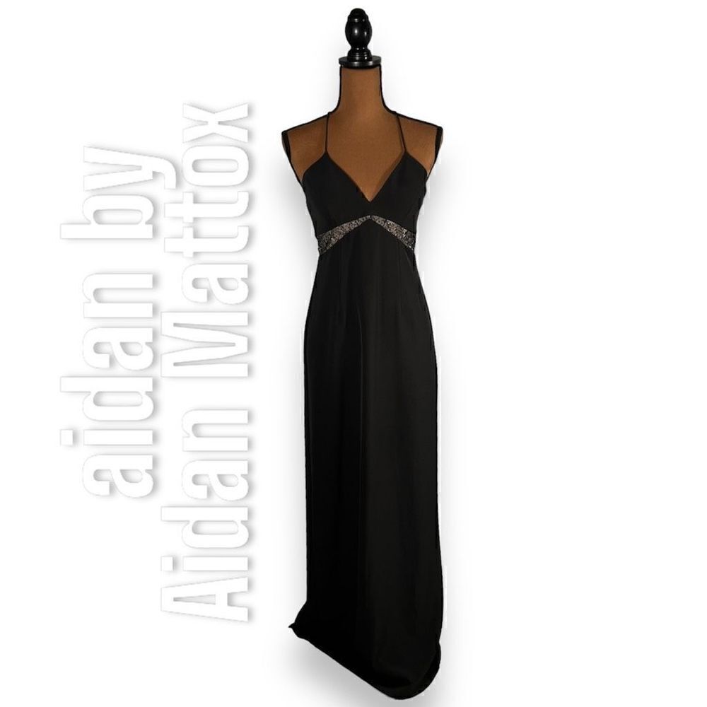 Aidan Mattox Evening Gown Mesh Lace Cutout Sleeveless Criss Cross Back Women’s 2